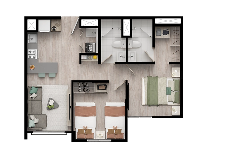 Imagen del plano del apartamento del proyecto de vivienda Inari Colsubsidio