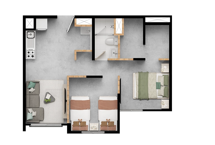 Imagen del plano del apartamento del proyecto de vivienda Inari Colsubsidio