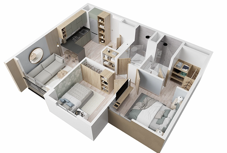 Imagen del plano del apartamento del proyecto de vivienda Inari Colsubsidio