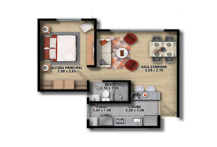 Imagen del plano del apartamento del proyecto de vivienda Serralta