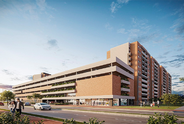 Fachada del proyecto de vivienda Arborea Alameda