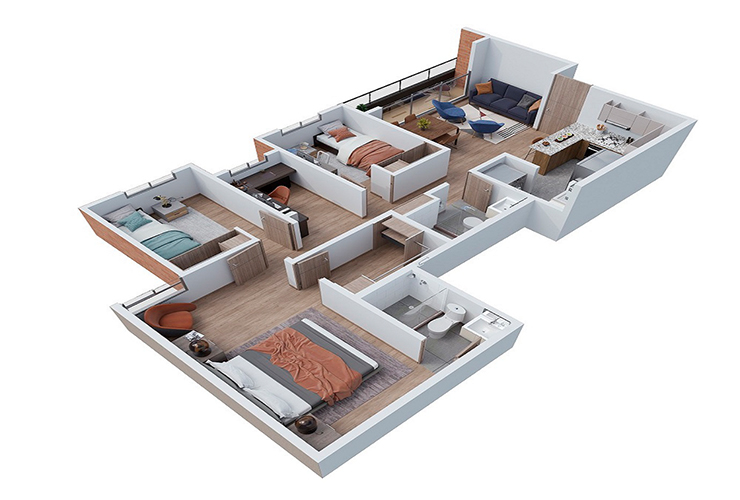 Imagen del plano del apartamento del proyecto de vivienda Pacifika Belari