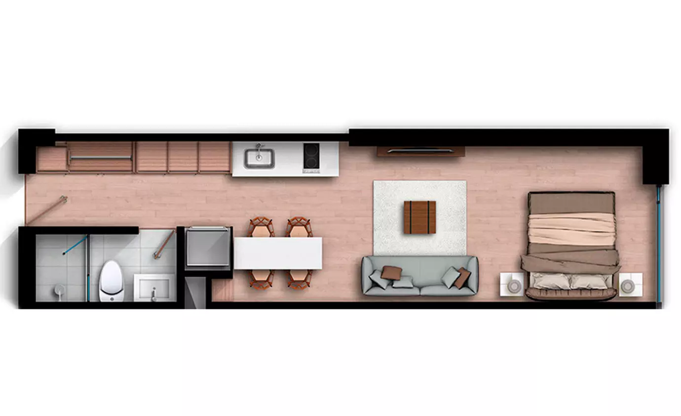 Imagen del plano del apartamento de 64M del proyecto de vivienda View 63