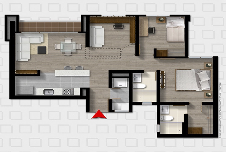 Imagen del plano del apartamento del proyecto de vivienda Cerezo