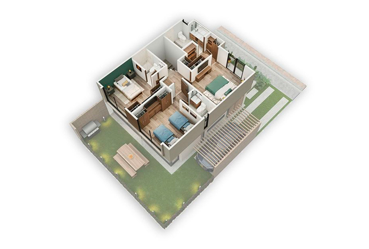 Imagen del plano del apartamento de 64M del proyecto de vivienda Fresno