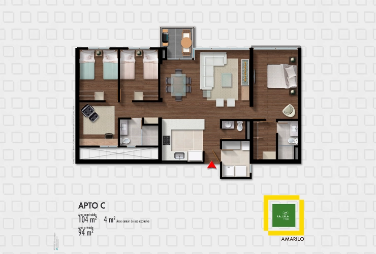 Imagen del plano del apartamento del proyecto de vivienda Isla