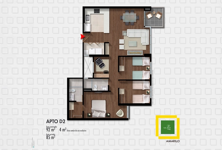 Imagen del plano del apartamento del proyecto de vivienda Isla