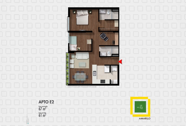 Imagen del plano del apartamento del proyecto de vivienda Isla