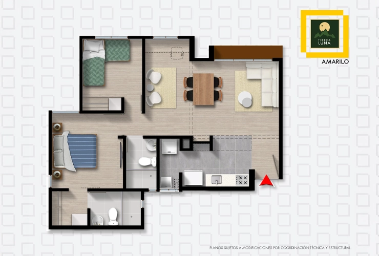 Imagen del plano del apartamento del proyecto de vivienda Tierra Luna