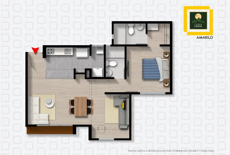 Imagen del plano del apartamento del proyecto de vivienda Tierra Luna