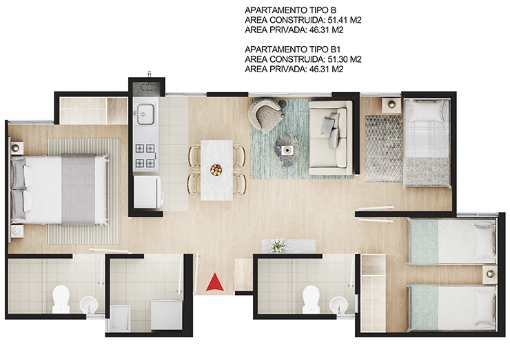 Imagen del plano del apartamento del proyecto de vivienda Versalles