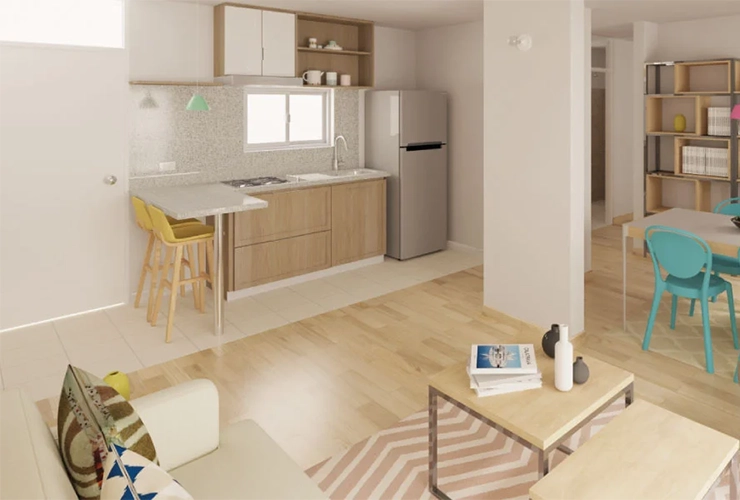 Parte interior del apartamento del proyecto de vivienda Payandé