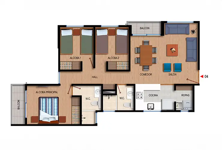 Imagen de planos del apartamento del proyecto de vivienda Sabana de los Cerezos