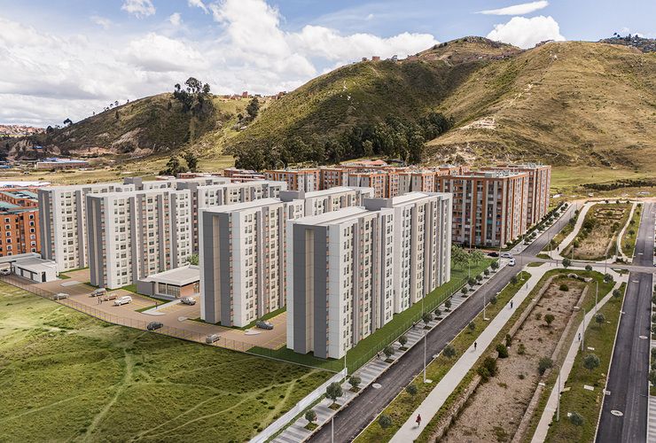 Fachada del proyecto de vivienda Los Nogales