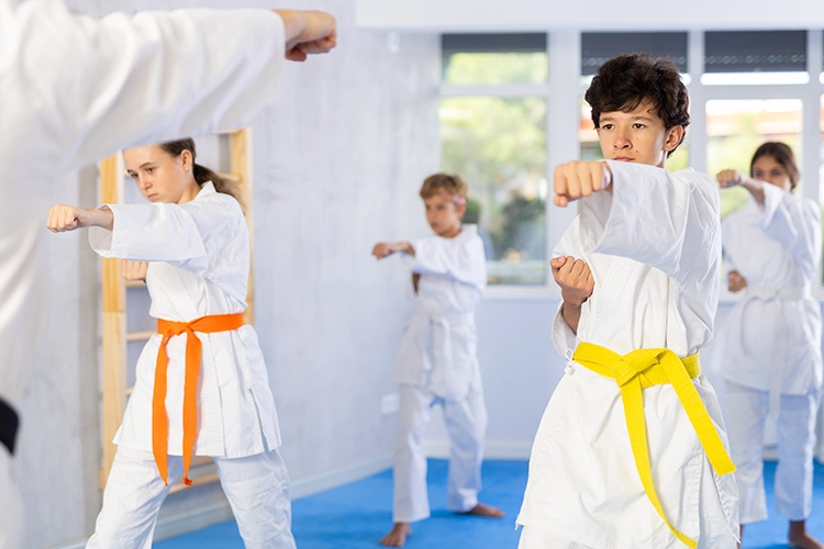 Niños en nivel intermedio de Karate