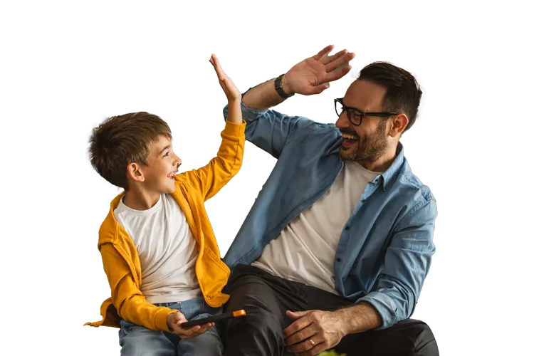 Padre e hija celebrando