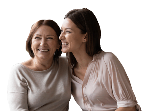 Madre e hija sonriendo