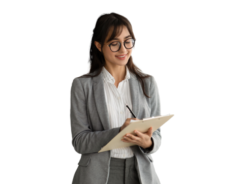 Mujer revisando documentos