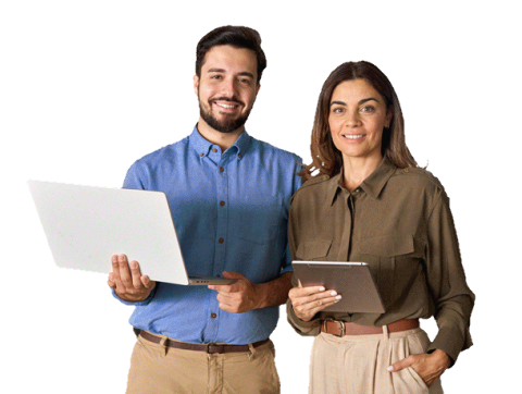 Personas con su computador y tablet