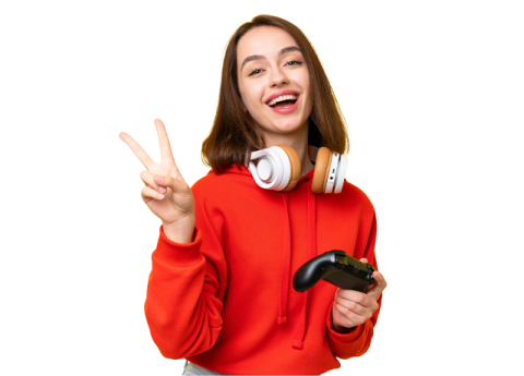 niña jugando videojuegos