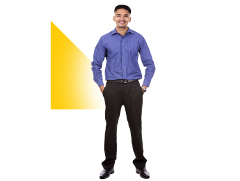 Hombre feliz por solicitar compra de cartera con Colsubsidio